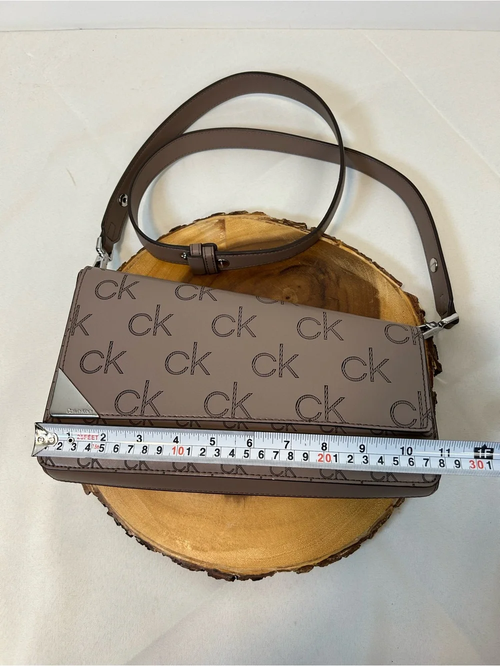 Calvin Klein Signature‎ Embossed Asymmetric Triple Compartment Shoulder Bag